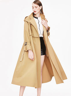 Solid Color Lapel Loose Trench Coat