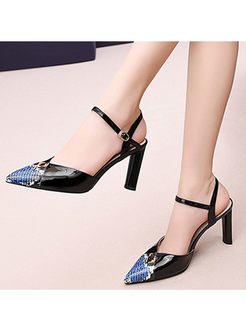 Spring Color-blocked Pointed Head Shoes