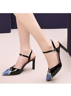 Spring Color-blocked Pointed Head Shoes