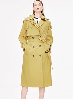 Lapel Double-breasted Waist Trench Coat