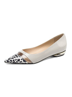 Stylish Leopard Splicing Pointed Toe Leather Shoes