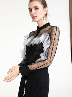 Sexy Hollow Out Perspective Falbala Blouse