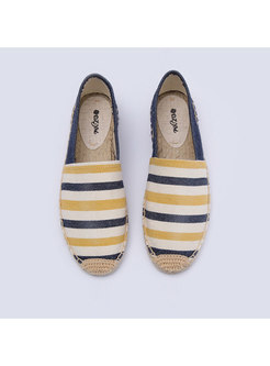 Women Spring/fall Casual Canvas Striped Loafers