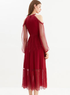 Stylish Off Shoulder High Waist Cocktail Dress