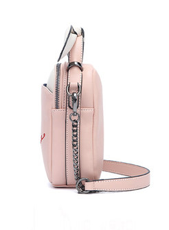 Letter Embroidered Bowknot Chain Crossbody Bag