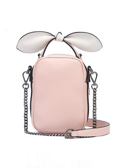 Letter Embroidered Bowknot Chain Crossbody Bag