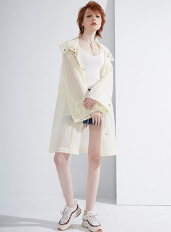 Casual Solid Color Hooded Straight Sunscreen Coat