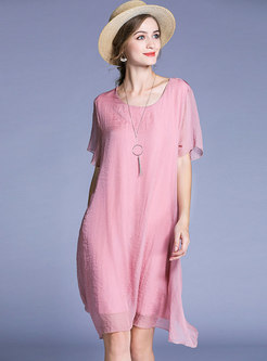 Casual Chiffon Solid Color Loose Dress