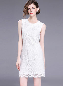 Stylish Lace Sleeveless Dress & Chiffon Coat