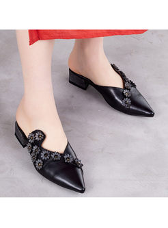 Fashion Pointed Head Leather Slippers