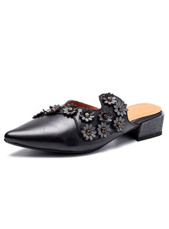 Fashion Pointed Head Leather Slippers