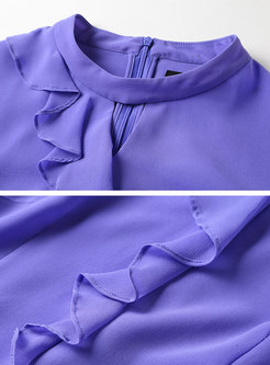 Light Purple Long Sleeve Chiffon A Line Dress