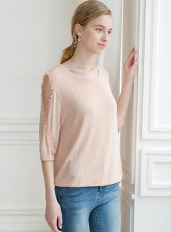 Casual O-neck Off Shoulder Knitted Top