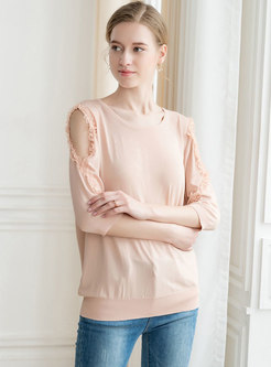 Casual O-neck Off Shoulder Knitted Top