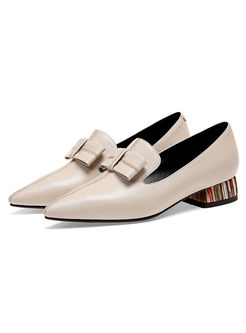 Color-blocked Bowknot Pointed Daily Shoes
