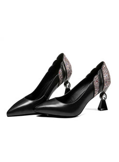 Elegant Color-blocked Pointed Toe High-heel Shoes