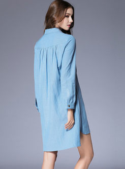 Single-breasted Shift Dress With Pocket