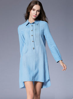 Single-breasted Shift Dress With Pocket