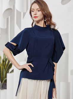 Solid Color Bat Sleeve Casual T-shirt