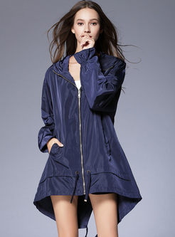 Casual Loose Hooded Slit Tied Trench Coat