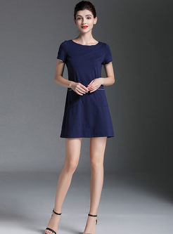 Casual O-neck Short Sleeve Mini Dress