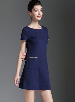 Casual O-neck Short Sleeve Mini Dress