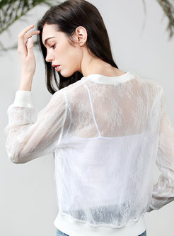 White Lace Organza Embroidered Silk Coat