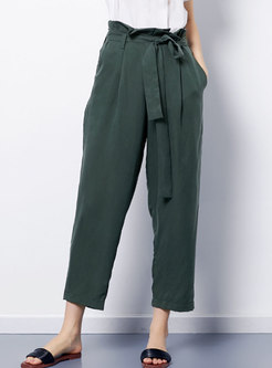 Brief Pure Color Tied Straight Pants