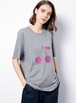 Fashion Embroidered Casual Cotton T-shirt 