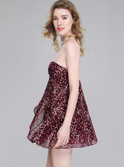 Stylish Floral Bandeau Slim Mini Dress