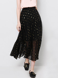 Fashion Mesh Black Jacquard Slim High Waist Skirt