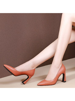 Chic Genuine Leather Pointed Toe High-heel Shoes