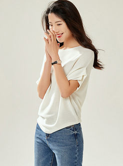 Brief Solid Color Short Sleeve T-shirt