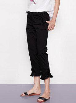 Fashion Black Slim Cotton Flare Pants