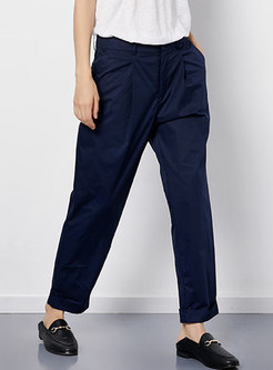 Pure Color Cotton Casual Straight Pants