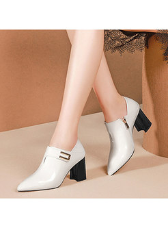 Genuine Leather Pointed Toe High-heel Shoes