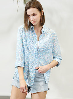 Casual Floral Lapel Single-breasted Blouse