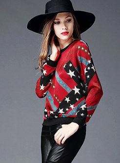 Chic Print O-neck Pullover T-shirt