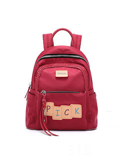 Casual PU Patchwork Zipper Backpack