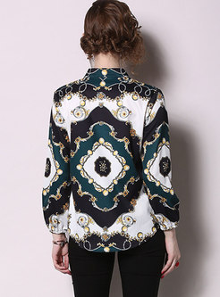 Trendy Print V-neck Pullover Blouse