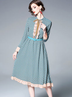 Fashion Polka Dot Big Hem Chiffon Dress