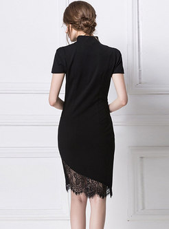 Sexy Hollow Out Lace V-neck Bodycon Dress
