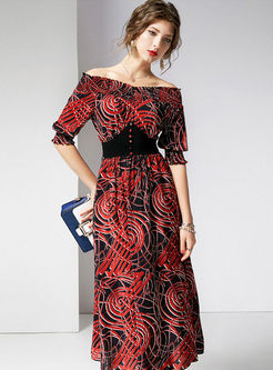 Fashion Short Sleeve Silk Waist Dress