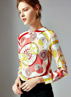 Color-blocked Lapel Silk Daily Blouse