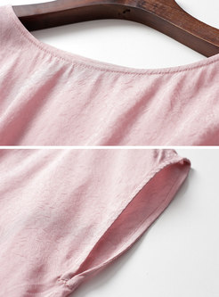 Pink Asymmetric Slim Top & A Line Skirt