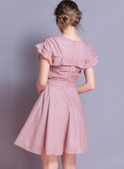 Sweet Solid Color Bowknot Waist Dress