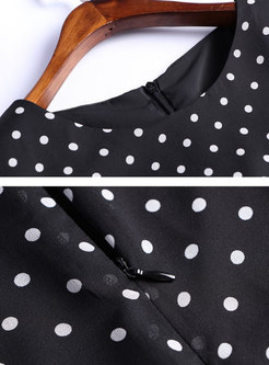 Asymmetric Polka Dots Slim Skater Dress