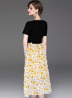 Elegant Stereoscopic Flower A-line Dress