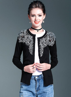 Embroidered Beaded All-matched Sweater