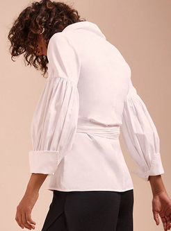 Chic Lapel Single-breasted Waist Blouse